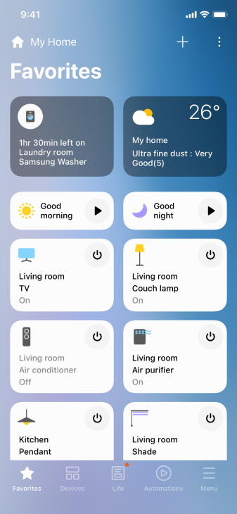 Samsung SmartThing app screenshot